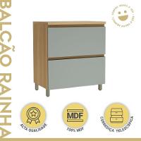 Balcão 1 Porta Basculante 1 Gaveta 80cm 100% Mdf Rainha Nature-verde. - 7