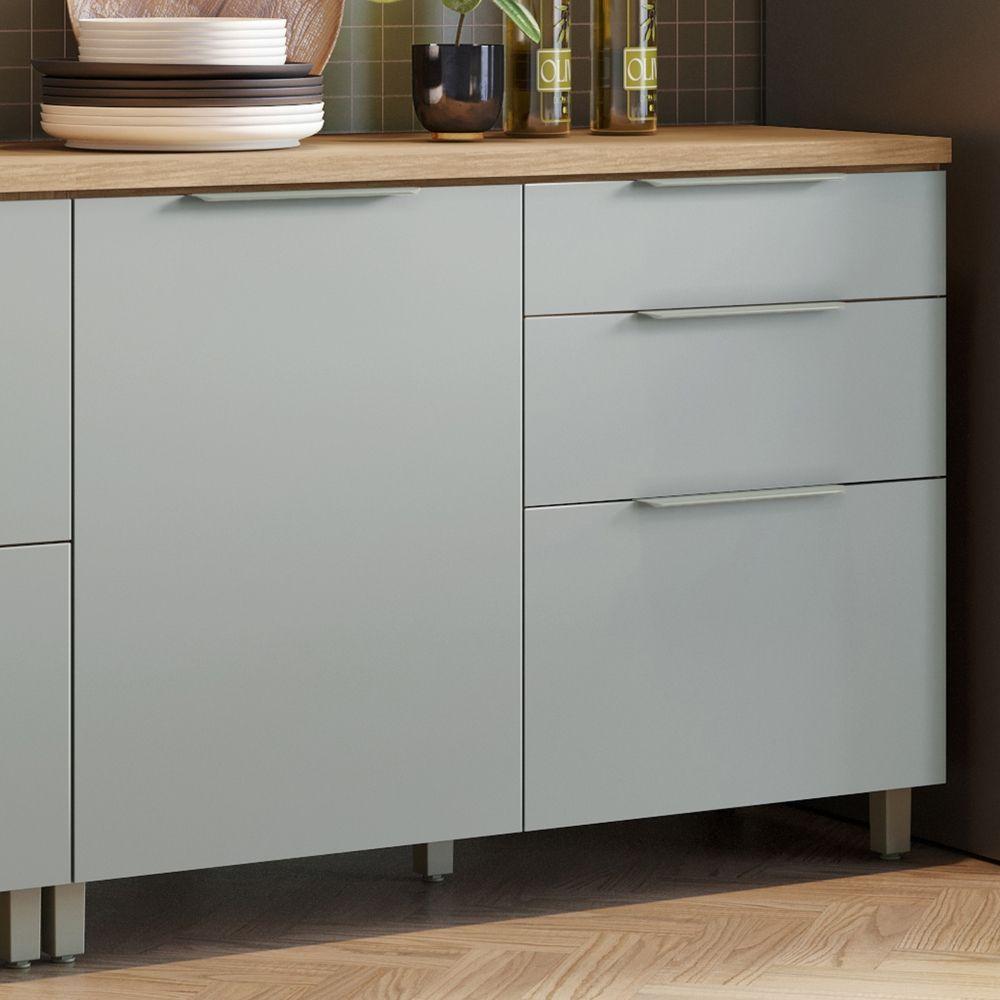 Balcão 1 Porta 3 Gavetas 120cm 100% Mdf Marquesa Nature-verde. - 7