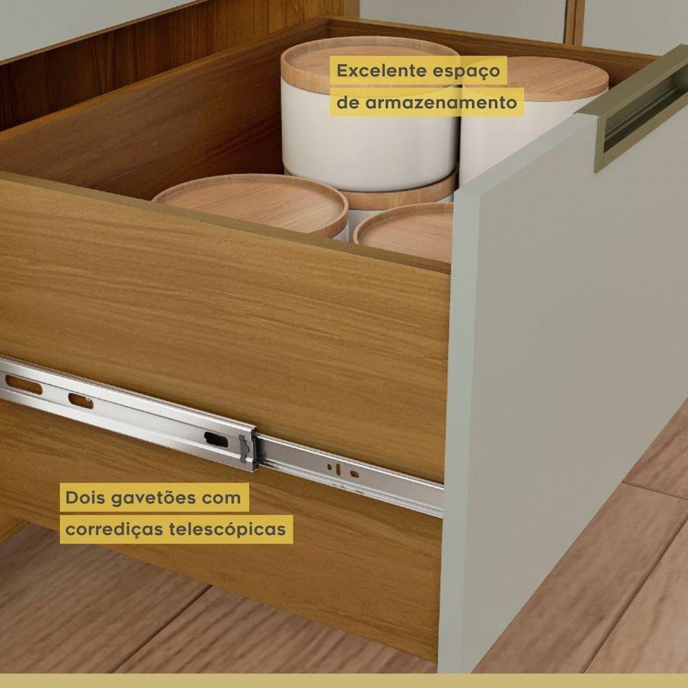 Paneleiro 2 Portas 3 Gavetas Imperatriz Nesher Móveis Freijó-off White. - 7