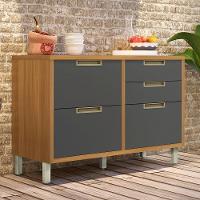 Balcão Para Cozinha 1 Porta 4 Gavetas Imperatriz Nesher Móveis Freijó-grafite. - 2