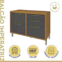 Balcão Para Cozinha 1 Porta 4 Gavetas Imperatriz Nesher Móveis Freijó-grafite. - 6