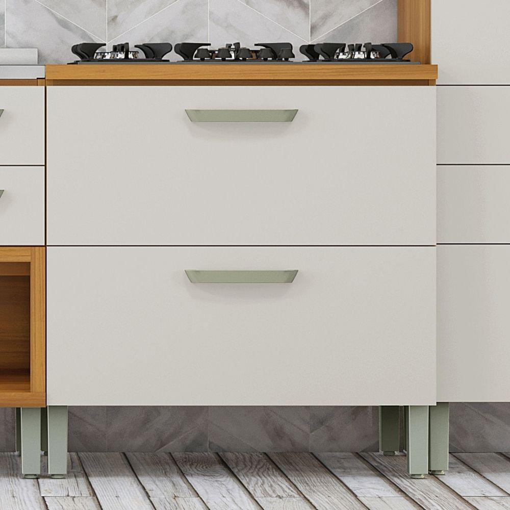 Balcão 1 Porta 1 Gaveta 80cm Em Mdf Princesa Nesher Freijó-off White. - 5