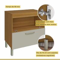 Balcão 1 Porta 1 Gaveta 80cm Em Mdf Princesa Nesher Freijó-off White. - 2