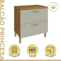 Balcão 1 Porta 1 Gaveta 80cm Em Mdf Princesa Nesher Freijó-off White. - 3