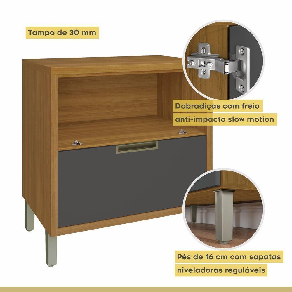 Balcão Para Cozinha 1 Porta 1 Gaveta Imperatriz Nesher Móveis Freijó-grafite. - 5