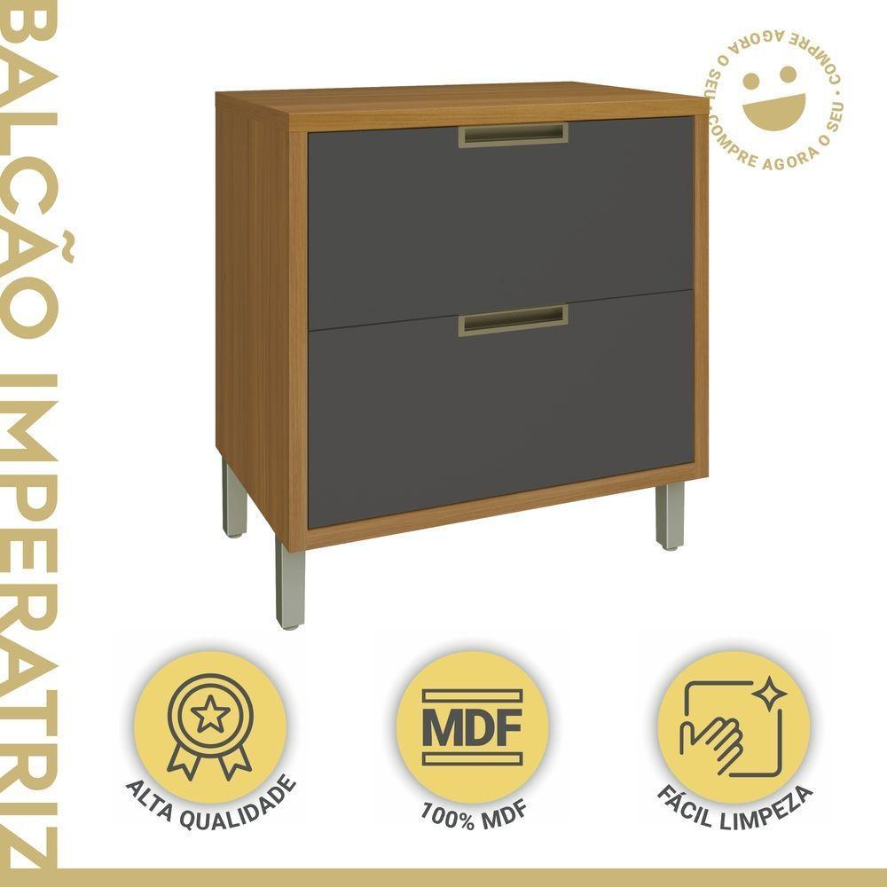 Balcão Para Cozinha 1 Porta 1 Gaveta Imperatriz Nesher Móveis Freijó-grafite. - 6