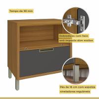 Balcão Para Cozinha 1 Porta 1 Gaveta Imperatriz Nesher Móveis Freijó-grafite. - 5