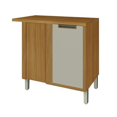 Balcão De Canto Para Cozinha 1 Porta Imperatriz Nesher Móveis Freijó-off White.