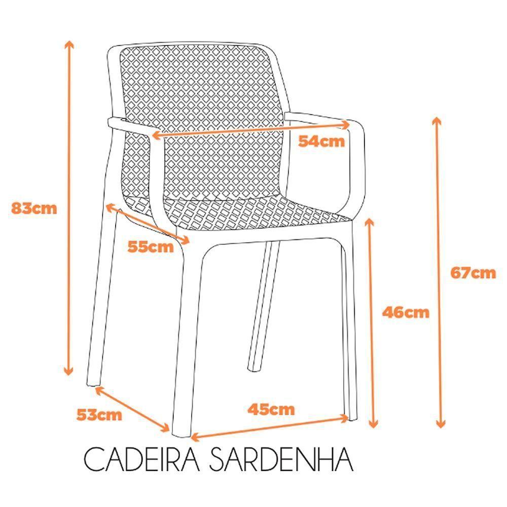 Kit 4 Cadeiras Com Braços Empilhavel Inmetro Sardenha Vega Fratini Polipropileno Terracota - 3