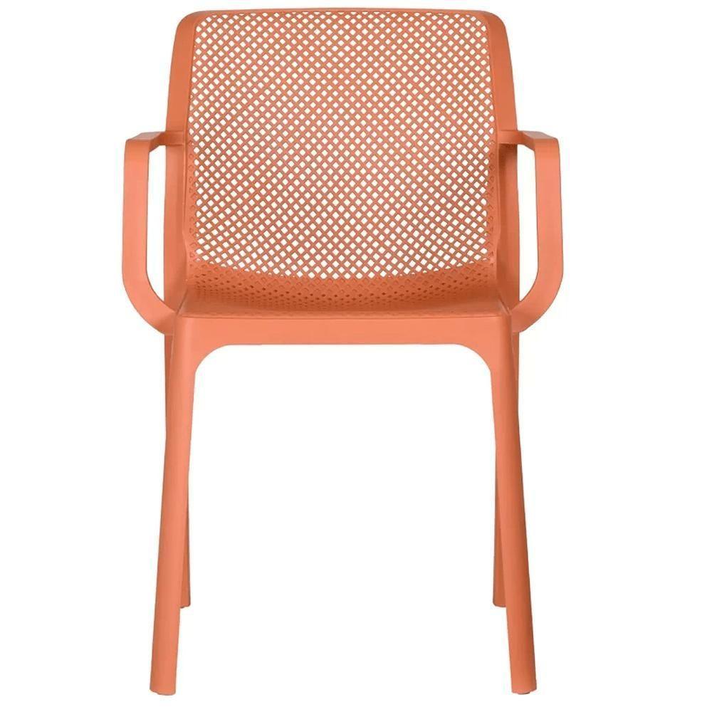 Kit 4 Cadeiras Com Braços Empilhavel Inmetro Sardenha Vega Fratini Polipropileno Terracota - 5