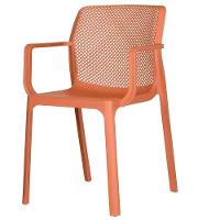 Kit 4 Cadeiras Com Braços Empilhavel Inmetro Sardenha Vega Fratini Polipropileno Terracota