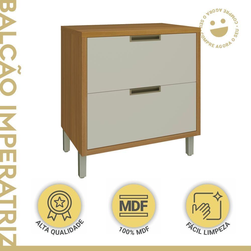 Balcão Para Cozinha 1 Porta 1 Gaveta Imperatriz Nesher Móveis Freijó-off White. - 6