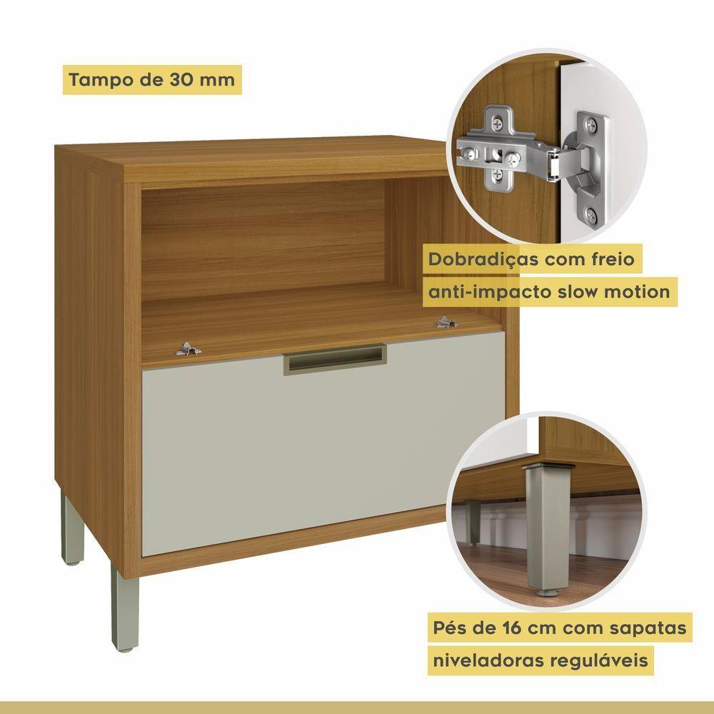 Balcão Para Cozinha 1 Porta 1 Gaveta Imperatriz Nesher Móveis Freijó-off White. - 7