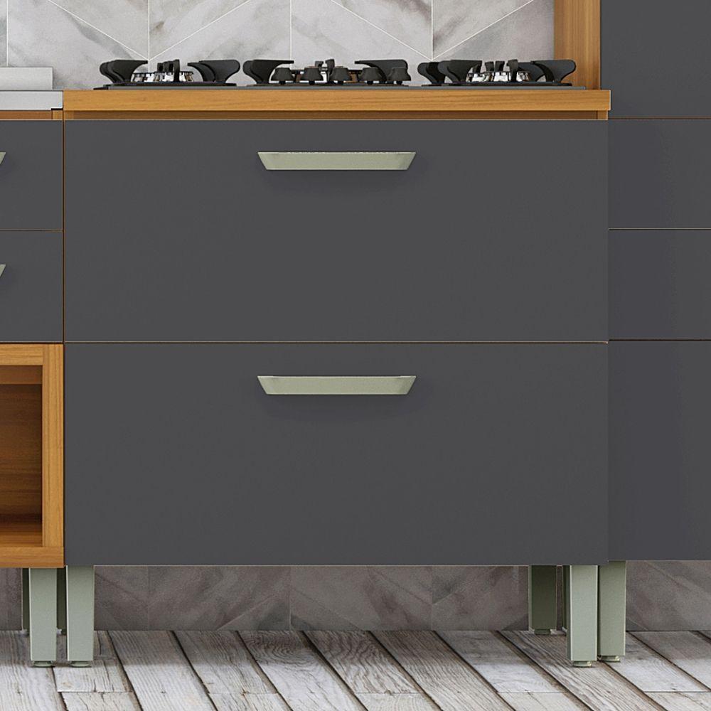 Balcão 1 Porta 1 Gaveta 80cm Em Mdf Princesa Nesher Freijó-grafite. - 3