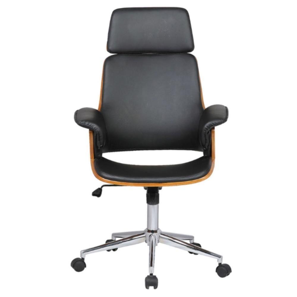 Cadeira Giratória Coimbra Rivatti Em Madeira Poliuretano Preto Base Rodizio Cromado - 3