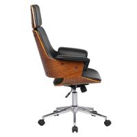 Cadeira Giratória Coimbra Rivatti Em Madeira Poliuretano Preto Base Rodizio Cromado - 4