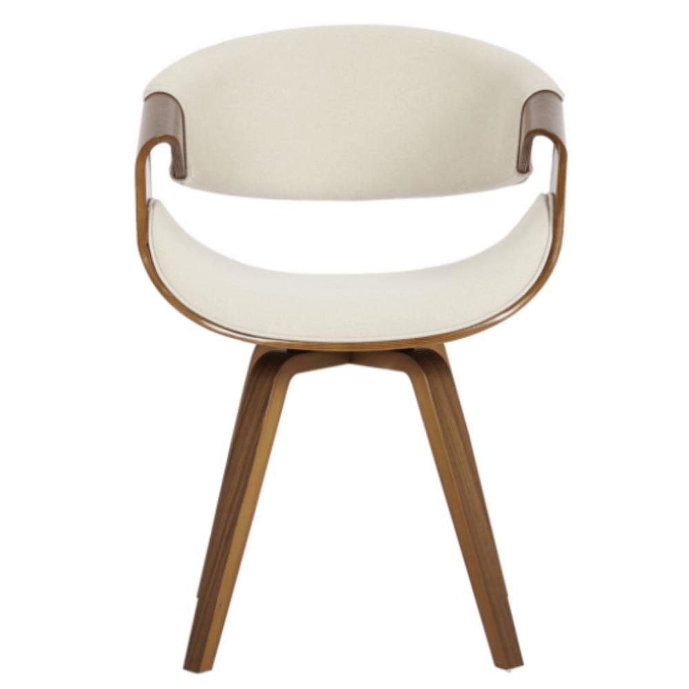 Cadeira Com Braços Giratória Nicole Rivatti Linho Creme Estrutura Em Madeira Multilaminada - 6