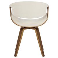 Cadeira Com Braços Giratória Nicole Rivatti Linho Creme Estrutura Em Madeira Multilaminada - 5