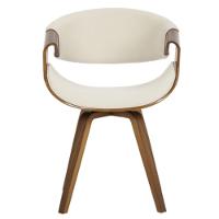 Cadeira Com Braços Giratória Nicole Rivatti Linho Creme Estrutura Em Madeira Multilaminada - 6