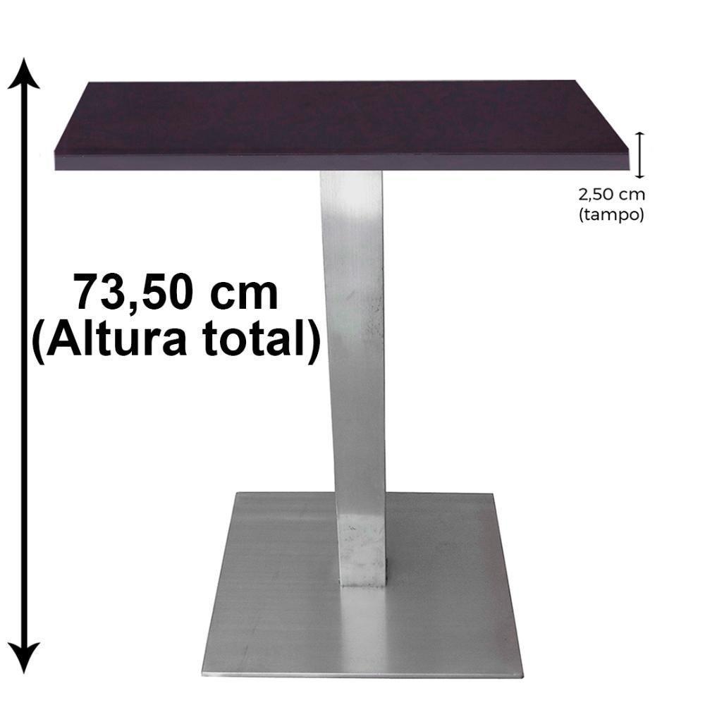 Mesa Alpha Inox 77,50 Cm (altura) Com Tampo Em Mdp Quadrado 80 Cm Preto - 2