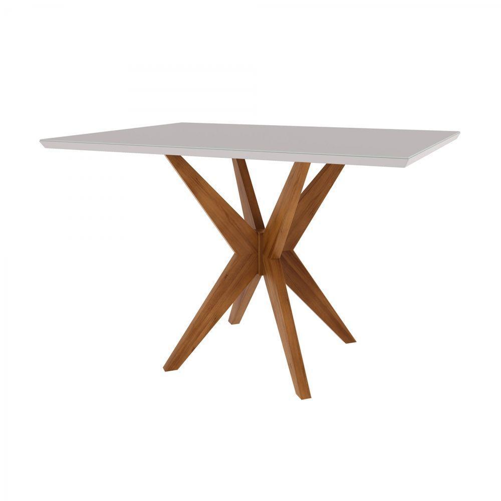 Mesa De Jantar 4 Lugares 120x90cm Donna Nesher Móveis Mel Natural-off White - 1