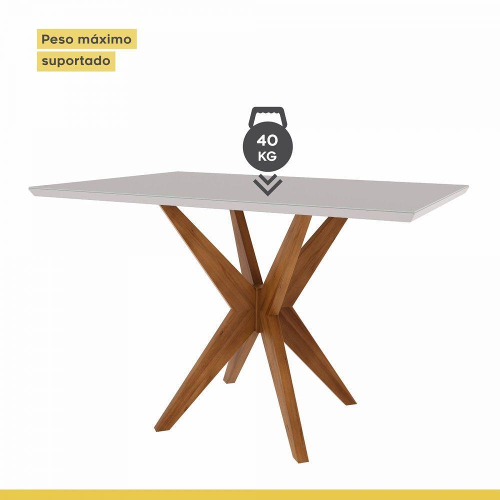Mesa De Jantar 4 Lugares 120x90cm Donna Nesher Móveis Mel Natural-off White - 6