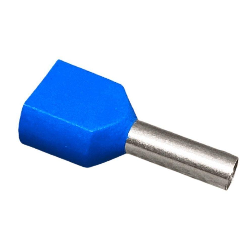 Terminal Pré-isolado Pino Tubular Duplo 2,5mm² - Azul - 50 Unidades - 5
