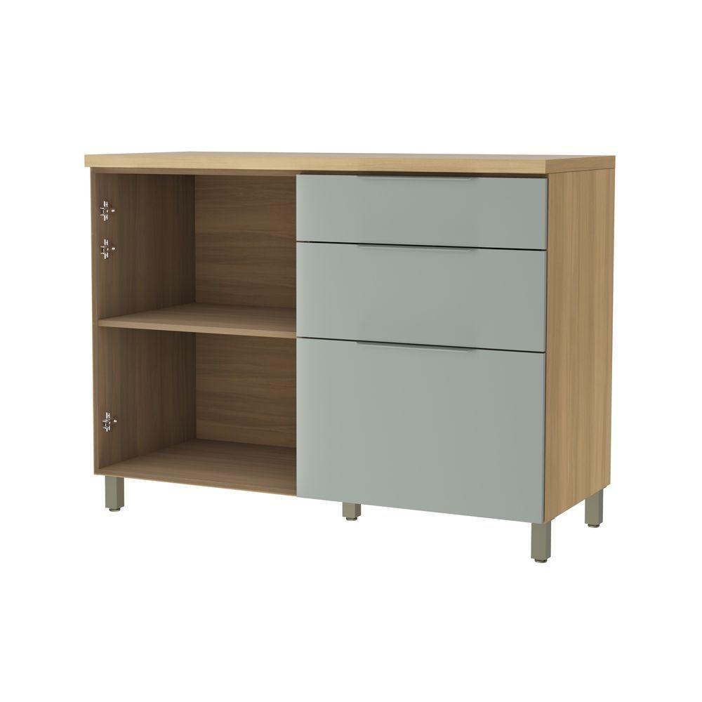 Balcão 1 Porta 3 Gavetas 120cm 100% Mdf Marquesa Nature-verde - 5