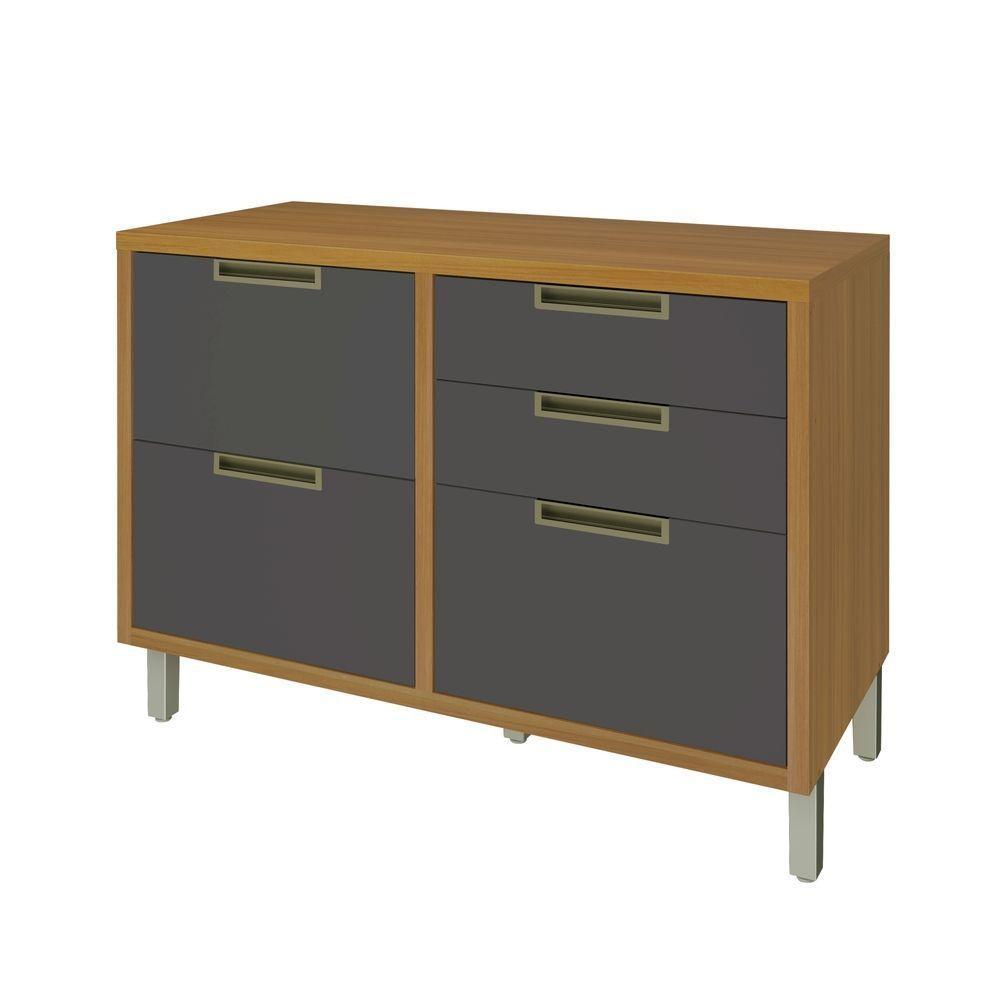 Balcão Para Cozinha 1 Porta 4 Gavetas Imperatriz Nesher Móveis Freijó-grafite - 1