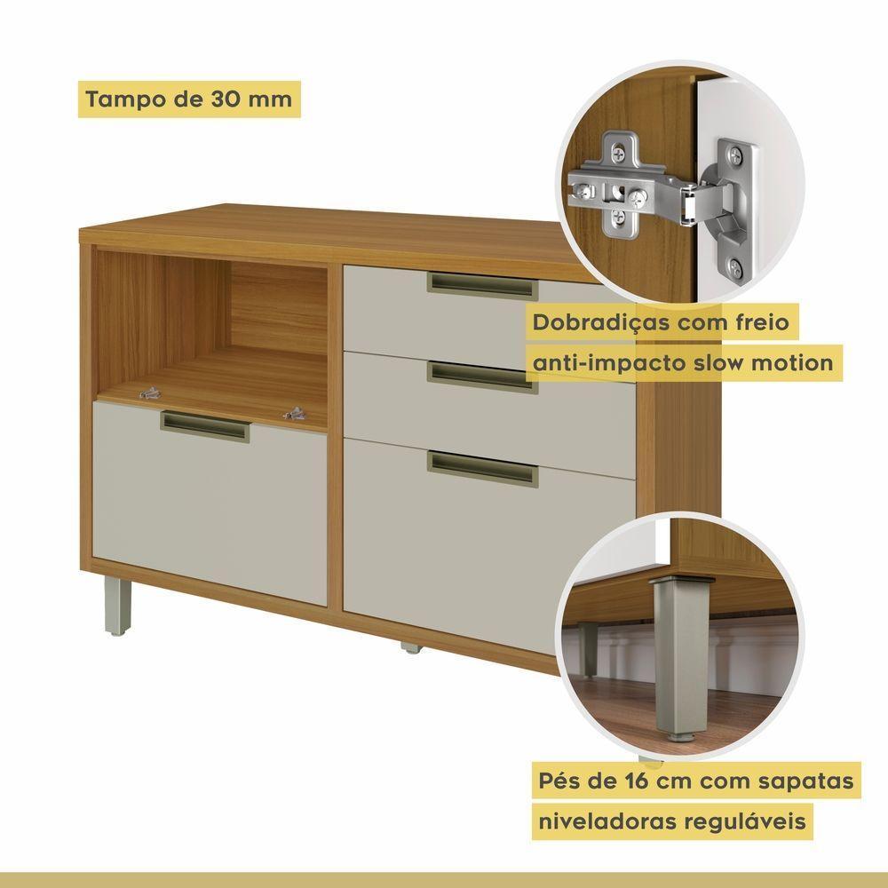 Balcão Para Cozinha 1 Porta 4 Gavetas Imperatriz Nesher Móveis Freijó-off White - 8