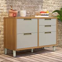 Balcão Para Cozinha 1 Porta 4 Gavetas Imperatriz Nesher Móveis Freijó-off White - 7