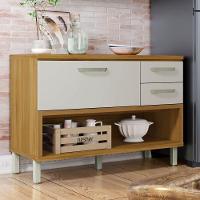 Balcão De Cozinha 1 Porta 2 Gavetas Com Caixa Organizadora 120cm Princesa Nesher Móveis Freijó-off White - 2