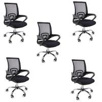 Kit 5 Cadeiras De Escritorio Begonia Tela Mesh Ergonomica - Preto - 1