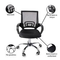 Kit 5 Cadeiras De Escritorio Begonia Tela Mesh Ergonomica - Preto - 5