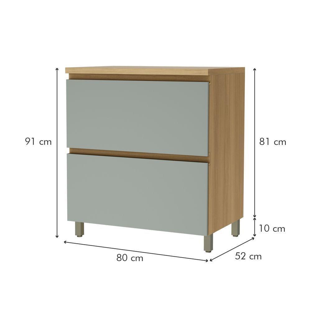 Balcão 1 Porta Basculante 1 Gaveta 80cm 100% Mdf Rainha Nature-verde - 3