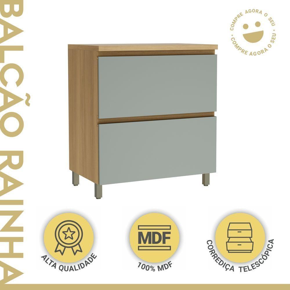 Balcão 1 Porta Basculante 1 Gaveta 80cm 100% Mdf Rainha Nature-verde - 7