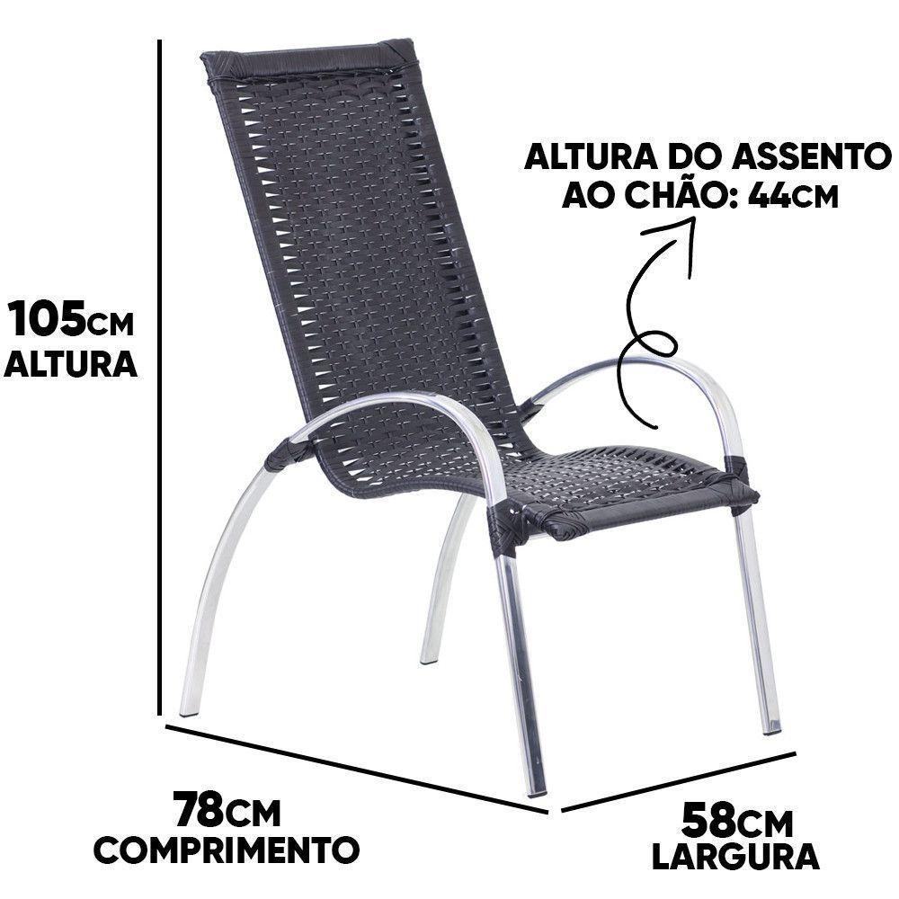 Jogo De Cadeira E Mesa Garden Em Alumínio Trama Original Preto - 2