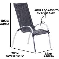 Jogo De Cadeira E Mesa Garden Em Alumínio Trama Original Preto - 2