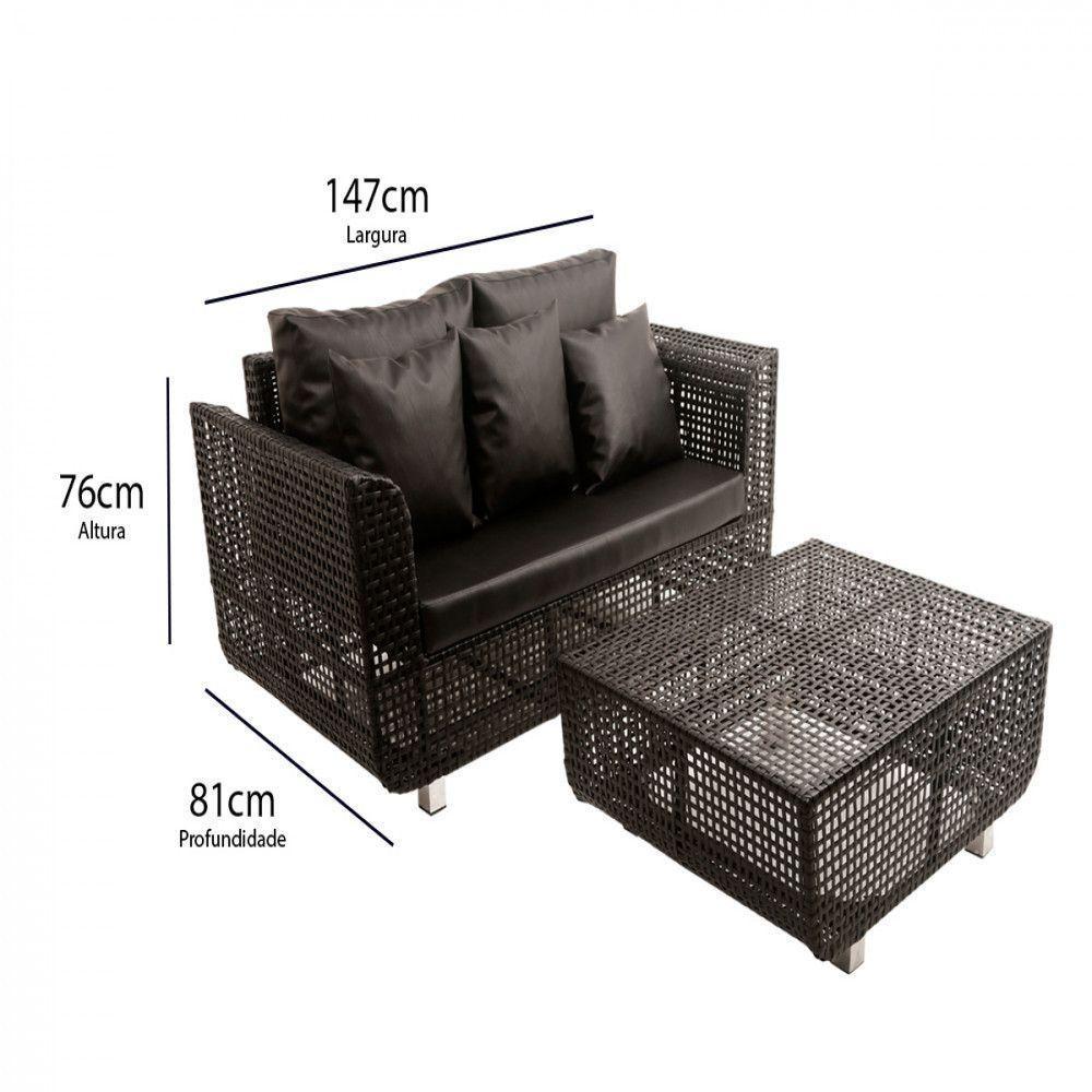 Jogo De Sofá E Poltronas Malibu Com Mesa Em Alumínio Pedra Ferro - 3