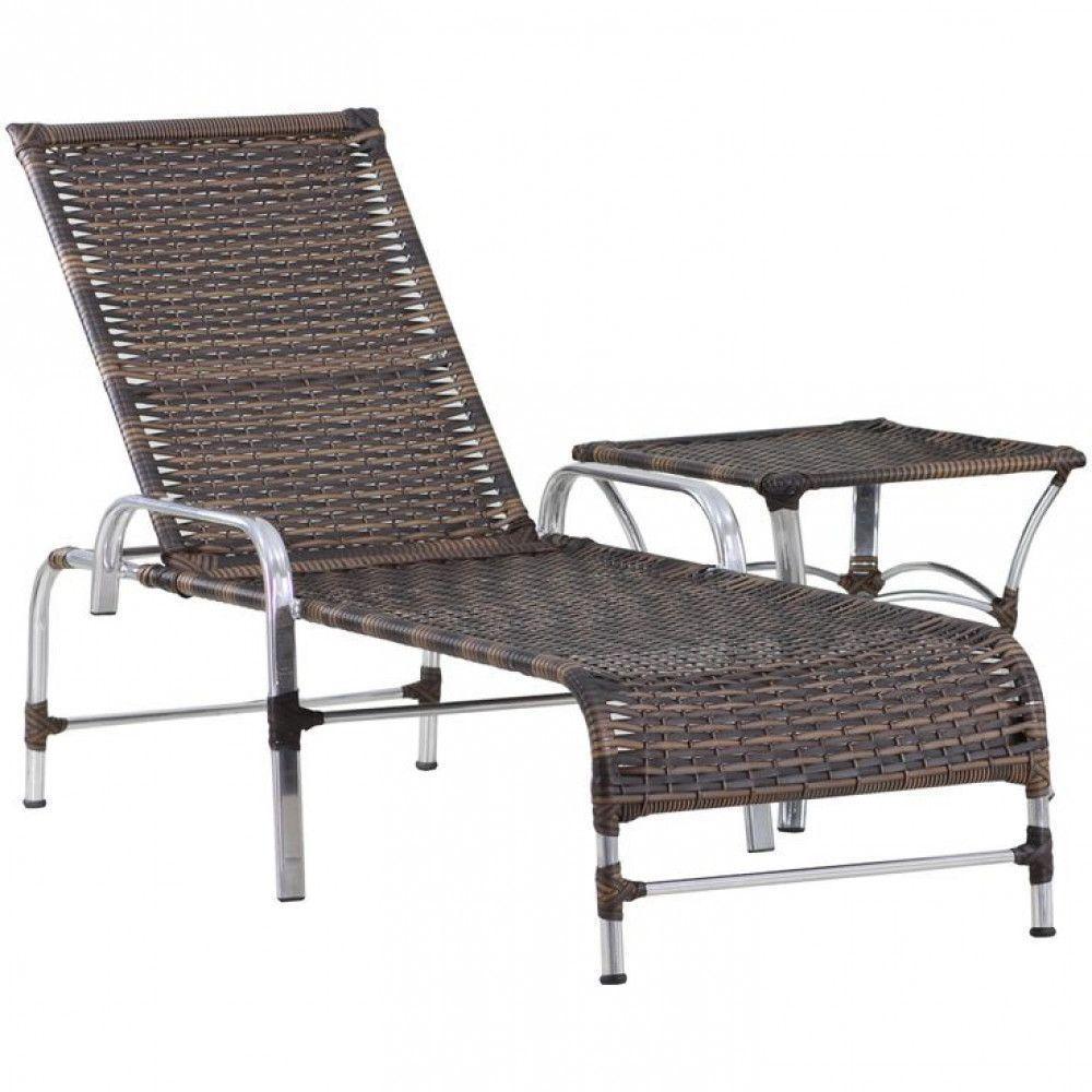 Espreguiçadeira Catar E Mesa Piscina Alumínio Trama Original Argila - 1