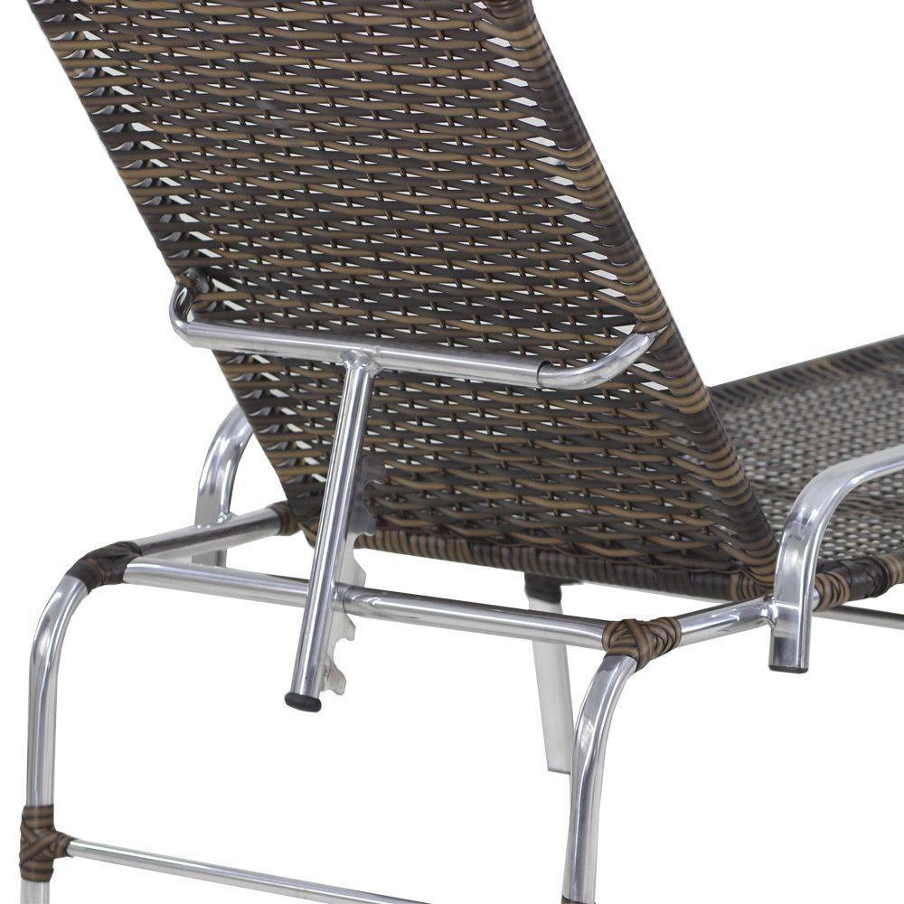 Espreguiçadeira Catar E Mesa Piscina Alumínio Trama Original Argila - 2