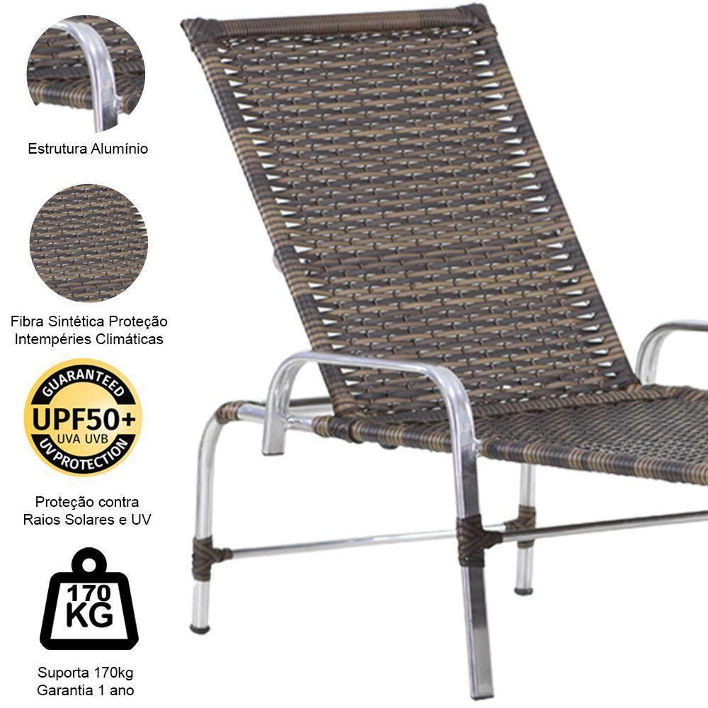 Espreguiçadeira Catar E Mesa Piscina Alumínio Trama Original Argila - 3