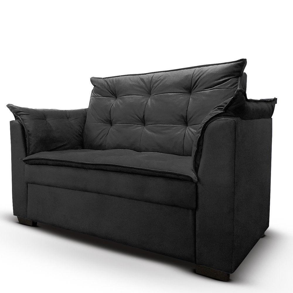 Sofá 2 Lugares Pequeno Confortável 1,40m Small Herrero Cor:preto - 4