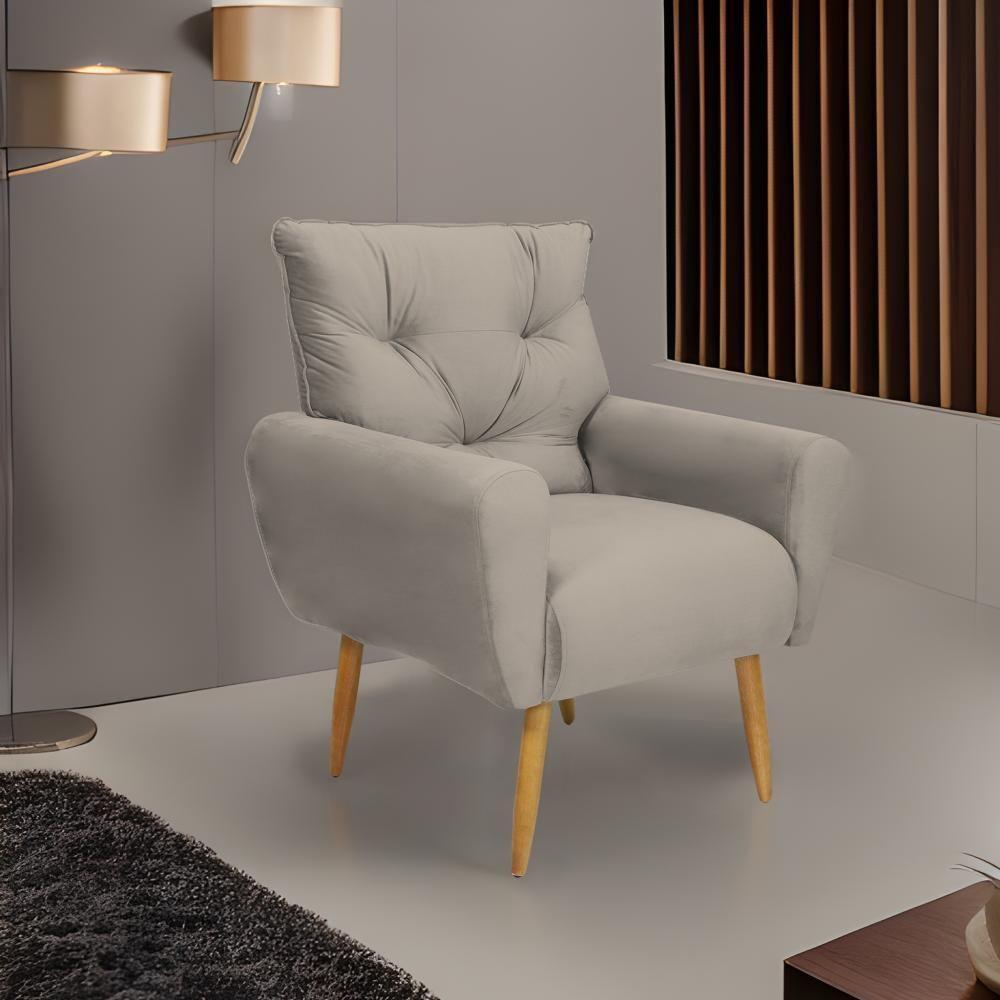 Poltrona Decorativa Para Denver Veludo Matrix - Cappuccino Cappuccino - 1