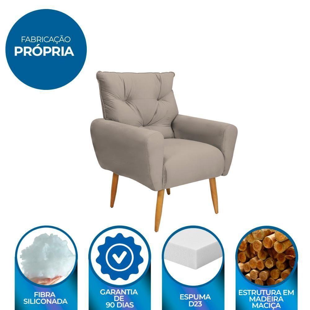 Poltrona Decorativa Para Denver Veludo Matrix - Cappuccino Cappuccino - 2