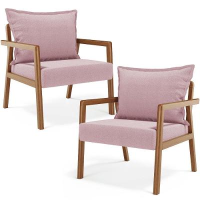 Kit 2 Poltronas Decorativas Alícia B04 Sala De Estar Bouclê Rosê Lyam Decor