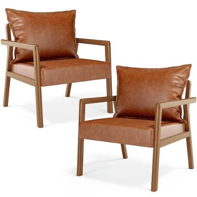 Kit 2 Poltronas Decorativas Alícia B04 Couríssimo Caramelo Lyam Decor