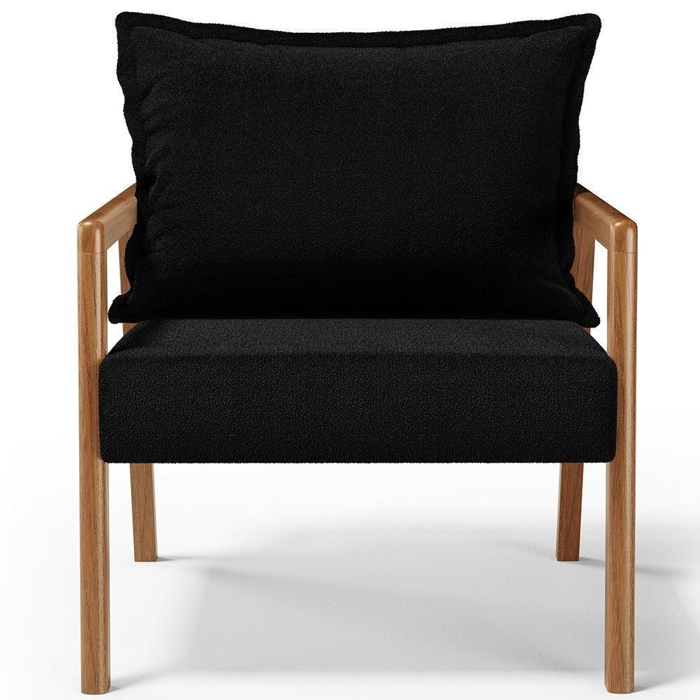 Kit 02 Poltronas Decorativa Para Sala De Estar Alícia B04 Bouclê Preto - 2