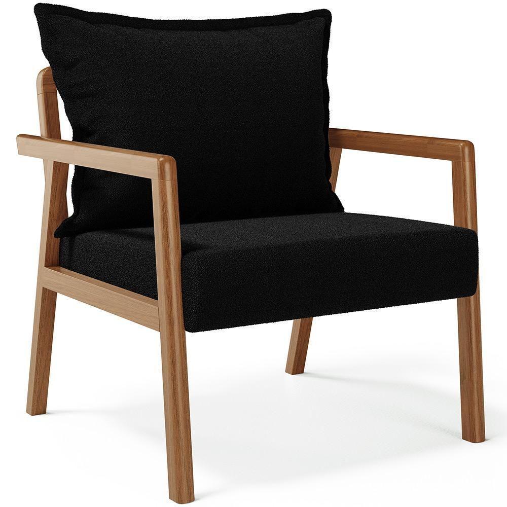 Kit 02 Poltronas Decorativa Para Sala De Estar Alícia B04 Bouclê Preto - 9