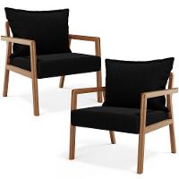 Kit 02 Poltronas Decorativa Para Sala De Estar Alícia B04 Bouclê Preto - 1